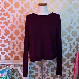 Splits 59 Burgundy Crop Open back Sweatshirt sz S